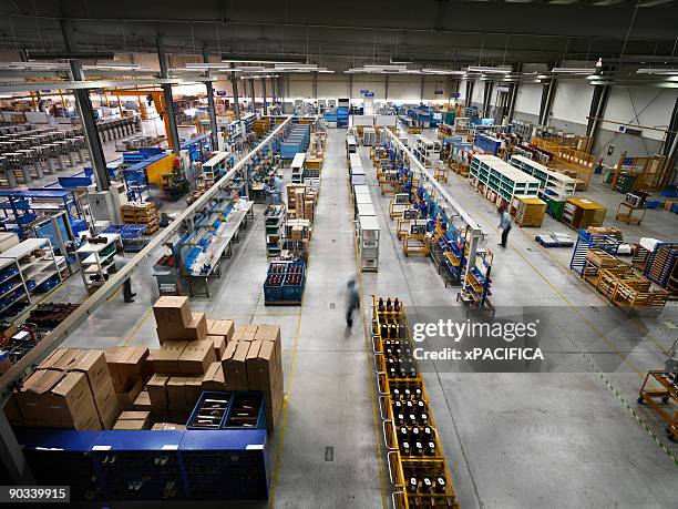 an aerial view of a factory assembly floor. - china factory stock pictures, royalty-free photos & images