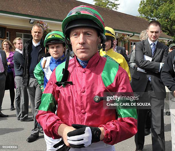 Irish jockey Kieren Fallon is pictured before competing in the Withyham Median Auction Maiden Stakes race at Lingfield racecourse, Surrey on...