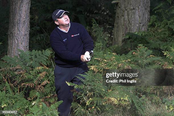 Ian Woosnam of Wales in action during the first round of the Travis Perkins plc Senior Masters played at the Duke's Course, Woburn Golf Club on...