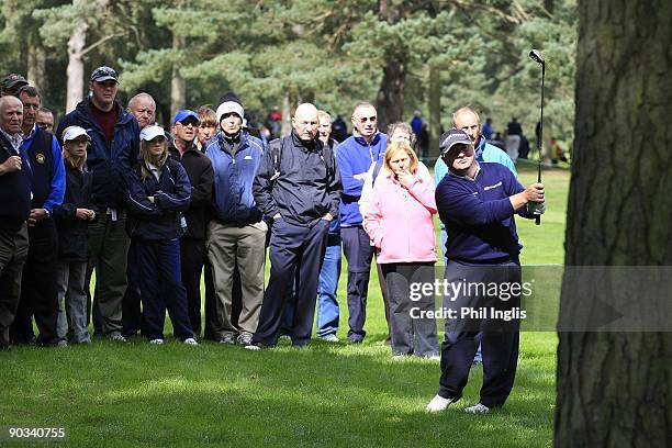 Ian Woosnam of Wales in action during the first round of the Travis Perkins plc Senior Masters played at the Duke's Course, Woburn Golf Club on...