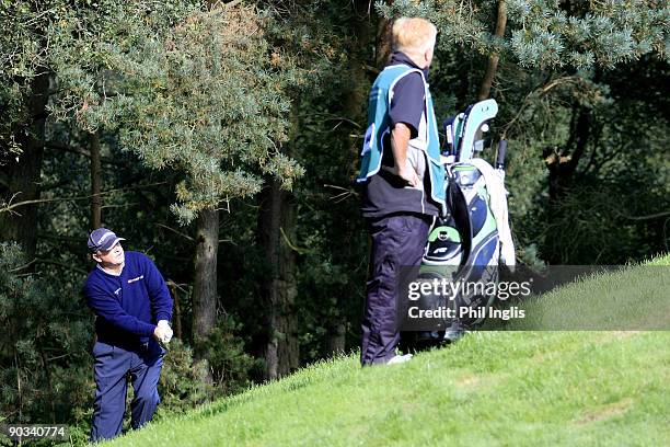 Ian Woosnam of Wales in action during the first round of the Travis Perkins plc Senior Masters played at the Duke's Course, Woburn Golf Club on...