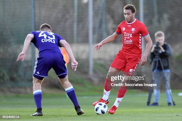 Cools of Anderlecht, Cyriel Dessers of FC Utrecht during the Club Friendly match between FC Utrecht v Anderlecht at the La Manga on January 10, 2018...