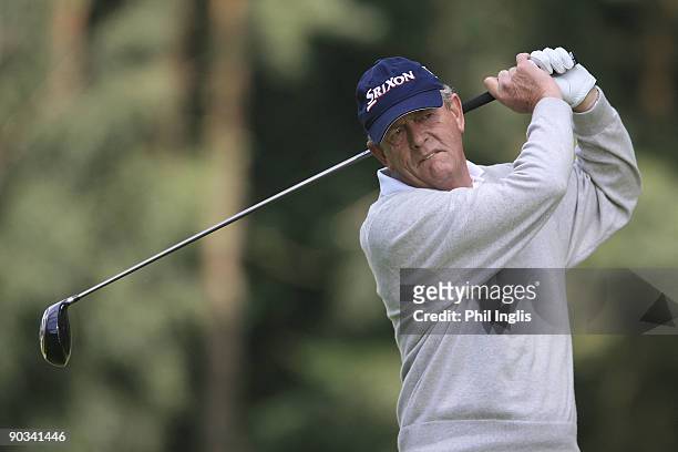 Ian Carl Mason of England in action during the first round of the Travis Perkins plc Senior Masters played at the Duke's Course, Woburn Golf Club on...