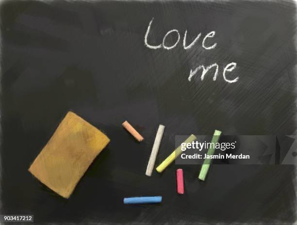 old school chalkboard - 花びら占い ストックフォトと画像