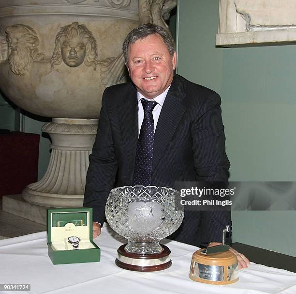 Ian Woosnam of Wales poses with his trophies after the Annual Awards Dinner held at Woburn Abbey prior to the first round of the Travis Perkins plc...