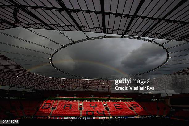 General view of the BayArena is seen during the German Football National Team training session at BayArena on September 4, 2009 in Leverkusen,...