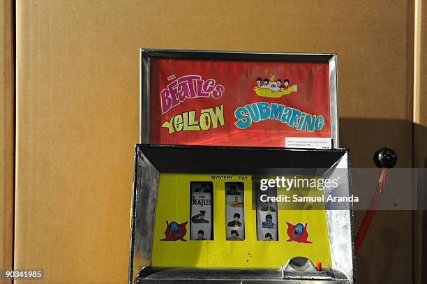 Toy machine with image of Yellow Submarine is seen in a Beatles exhibition in 080 Barcelona fashion week on September 4, 2009 in Barcelona, Spain.