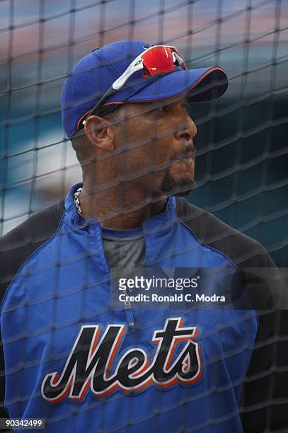 Gary Sheffield of the New York Mets during batting practice before a MLB game against the Florida Marlins at Landshark Stadium on August 27, 2009 in...
