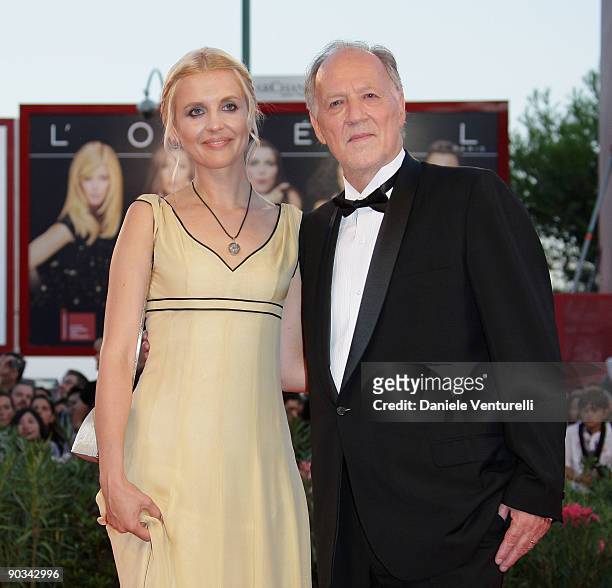 Director Werner Herzog and wife Lena attend the "Bad Lieutenant: Port Of Call New Orleans" premiere at the Sala Grande during the 66th Venice Film...