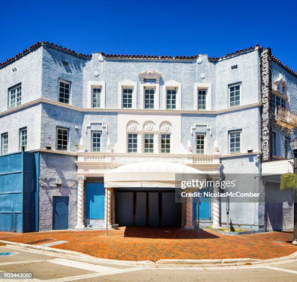 miami coconut grove playhouse facade on a sunny day - coconut grove miami stock pictures, royalty-free photos & images