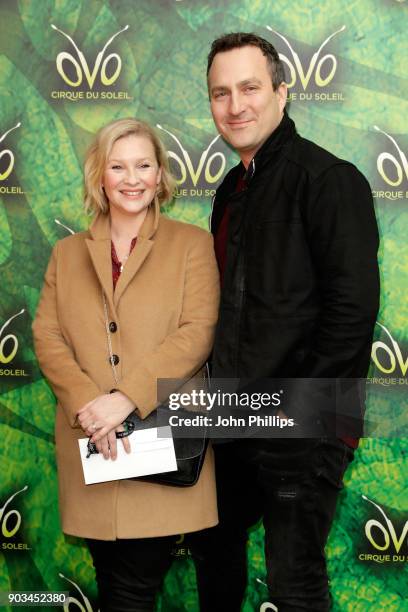 Joanna Page and husband James Thornton attend the Cirque du Soleil OVO premiere at Royal Albert Hall on January 10, 2018 in London, England.