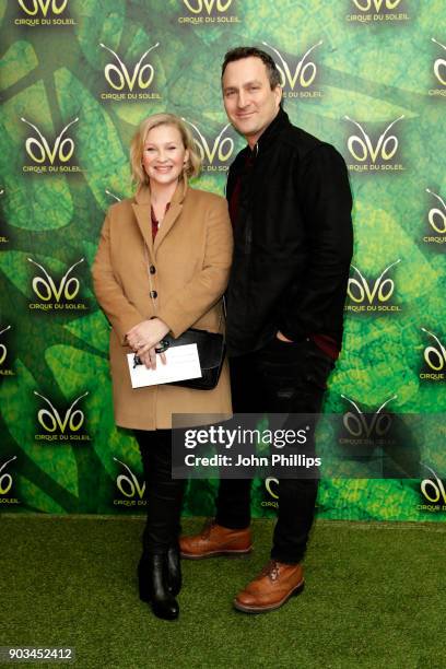 Joanna Page and husband James Thornton attend the Cirque du Soleil OVO premiere at Royal Albert Hall on January 10, 2018 in London, England.