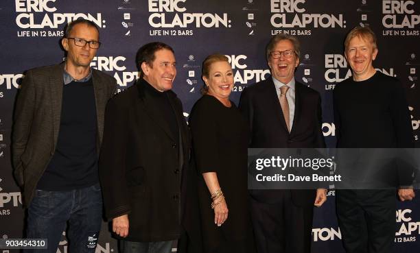 John Battsek, Jools Holland, Lili Fini Zanuck, Eric Clapton and Chris King attend the UK Premiere of "Eric Clapton: Life In 12 Bars" at BFI Southbank...