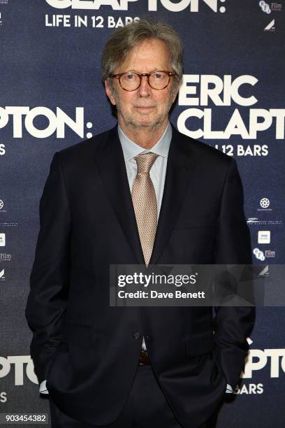 Eric Clapton attends the UK Premiere of "Eric Clapton: Life In 12 Bars" at BFI Southbank on January 10, 2018 in London, England.