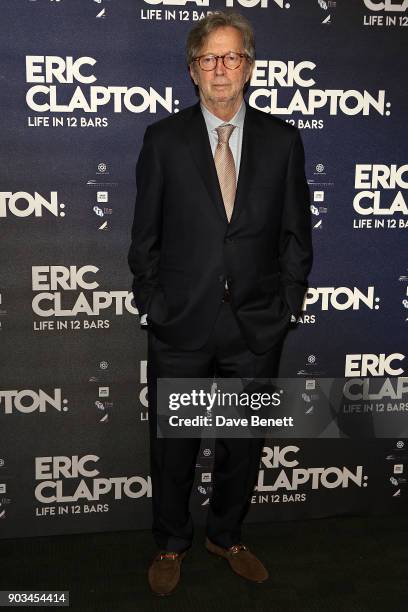 Eric Clapton attends the UK Premiere of "Eric Clapton: Life In 12 Bars" at BFI Southbank on January 10, 2018 in London, England.