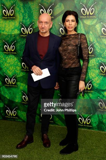 Ben Kingsley and Daniela Lavender attend the Cirque du Soleil OVO premiere at Royal Albert Hall on January 10, 2018 in London, England.
