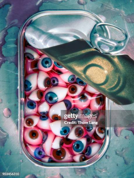 canned eyeballs - sardine tin stock pictures, royalty-free photos & images