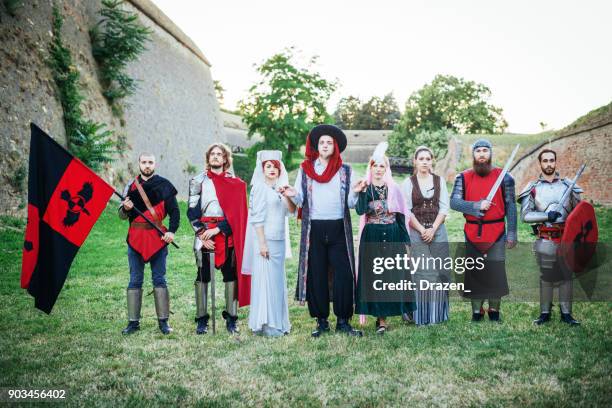 medieval aristocracy and warriors - diverse people from medieval times - human role stock pictures, royalty-free photos & images