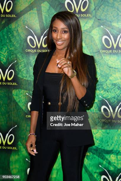 Alexandra Burke arriving at the Cirque du Soleil OVO premiere at Royal Albert Hall on January 10, 2018 in London, England.