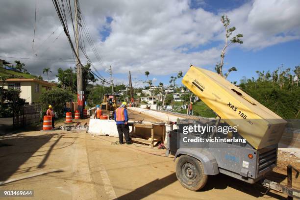 puerto rico recovery, dec., 2017 - hurricane recovery stock pictures, royalty-free photos & images