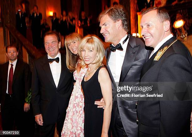 Former German Chancellor Gerhard Schroeder, Maria Koteneva, Doris Schroeder-Koepf, Carsten Maschmeyer and Russian ambassador to Germany Vladimir...