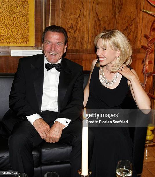 Former German Chancellor Gerhard Schroeder and his wife Doris Schroeder-Koepf attend the 8. Russian-German Ball at the Embassy of the Russian...