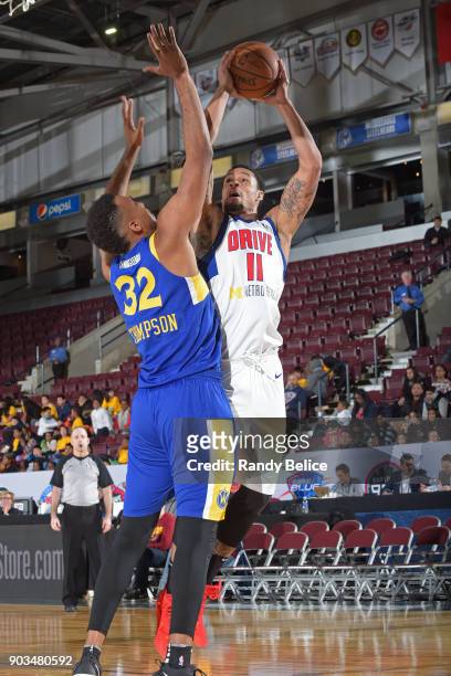 McDaniels of the Grand Rapids Drive drives to the basket against the Santa Cruz Warriors during the NBA G-League Showcase on January 10, 2018 at the...