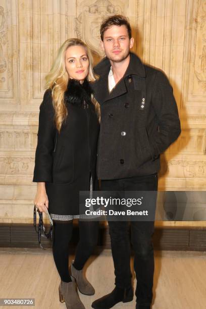 Jeremy Irvine and guest attend the Opening Night performance of "Cirque Du Soleil: OVO" at the Royal Albert Hall on January 10, 2018 in London,...