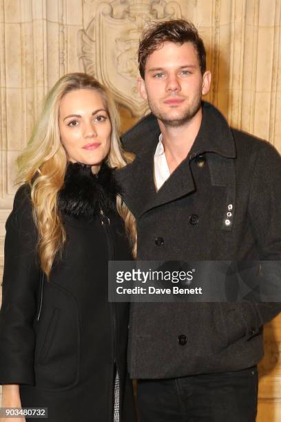 Jeremy Irvine and guest attend the Opening Night performance of "Cirque Du Soleil: OVO" at the Royal Albert Hall on January 10, 2018 in London,...