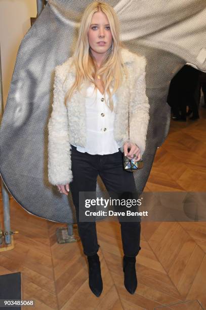 Gracie Egan attends the private view of "JR: Giants - Body of Work" at Lazinc on January 10, 2018 in London, England.