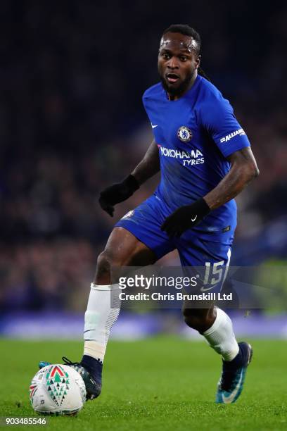 Victor Moses of Chelsea in action during the Carabao Cup Semi-Final First Leg match between Chelsea and Arsenal at Stamford Bridge on January 10,...