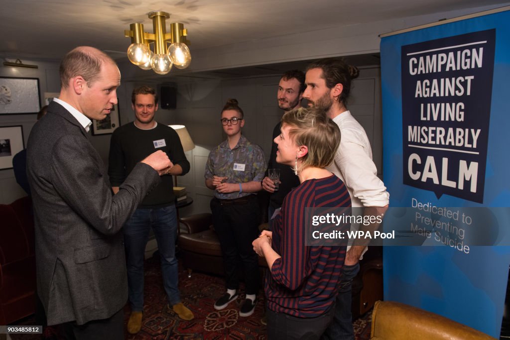 The Duke Of Cambridge Visits 'Campaign Against Living Miserably' In Chiswick