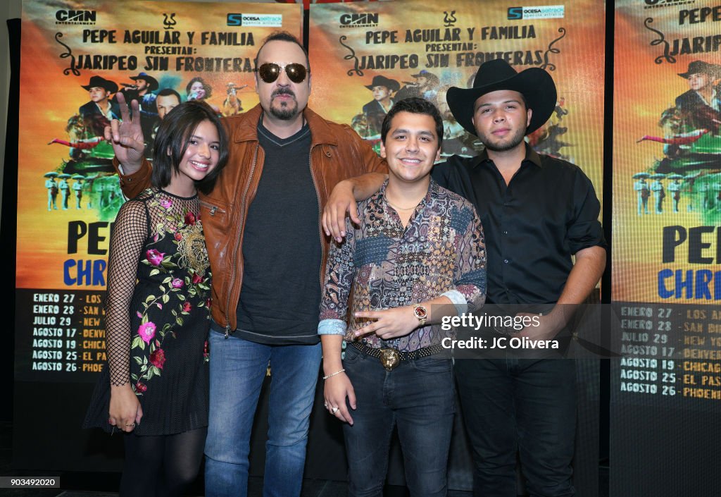 Pepe Aguilar And His Family, Along With Christian Nodal Hold Tour Announcement Press Conference