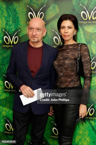 Ben Kingsley and Daniela Lavender attend the Cirque du Soleil OVO premiere at Royal Albert Hall on January 10, 2018 in London, England.