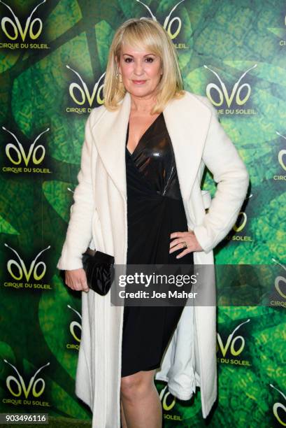 Nicki Chapman arriving at the Cirque du Soleil OVO premiere at Royal Albert Hall on January 10, 2018 in London, England.