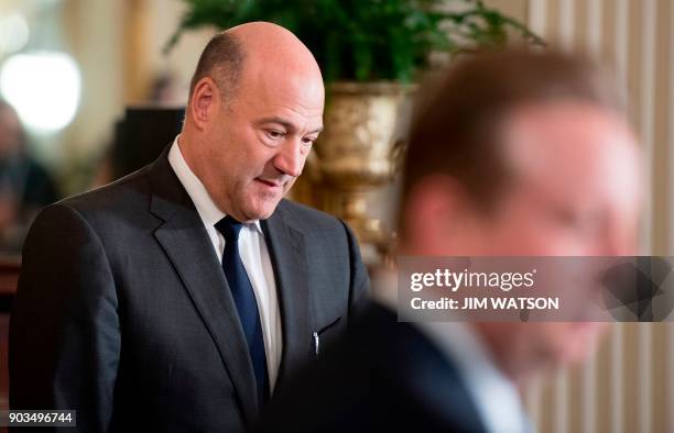 Trump's chief economic adviser Gary Cohn arrives for a joint press conference with US President Donald Trump and Prime Minister Erna Solberg of...