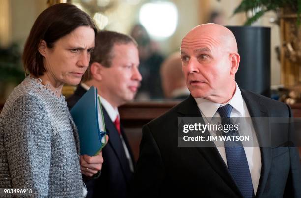 National security adviser H.R. McMaster arrives for a joint press conference with US President Donald Trump and Prime Minister Erna Solberg of Norway...