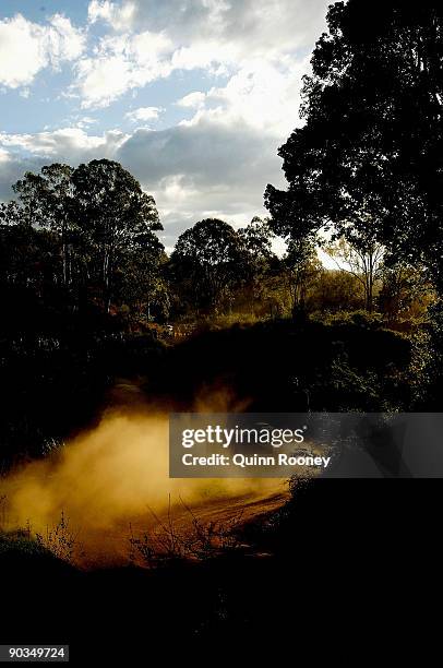 Richard Mason of New Zealand and Sara Mason of New Zealand compete in their Subaru Impreza WRX STI during the Repco Rally of Australia Special Stage...