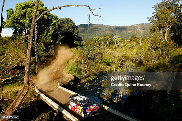 Dani Sordo of Spain and Marc Marti of Spain compete in their Citroen C4 Total during the Repco Rally of Australia Special Stage 23 on September 5,...