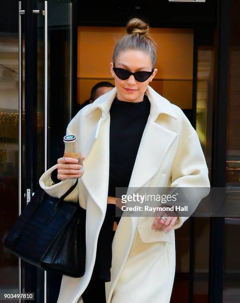 Model Gigi Hadid is seen walking in Soho on January 10, 2018 in New York City.