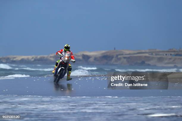 Sebastian Cavallero of Peru and Arequipenos al Dakar rides a KTM 450 Rally bike in the Classe 2.1 : Super Production during stage five of the 2018...