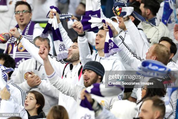 Supporters of Real Madrid during the Spanish Copa del Rey match between Real Madrid v Numancia on January 10, 2018