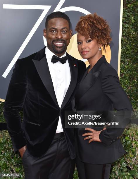Actors Sterling K. Brown and Ryan Michelle Bathe attend the 75th Annual Golden Globe Awards at The Beverly Hilton Hotel on January 7, 2018 in Beverly...