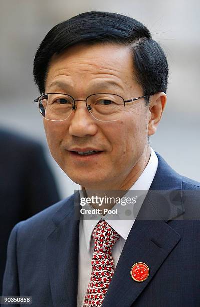 Xie Xuren, China's finance minister,, arrives for the opening session of the G20 finance ministers meeting, at the Treasury in Westminster on...