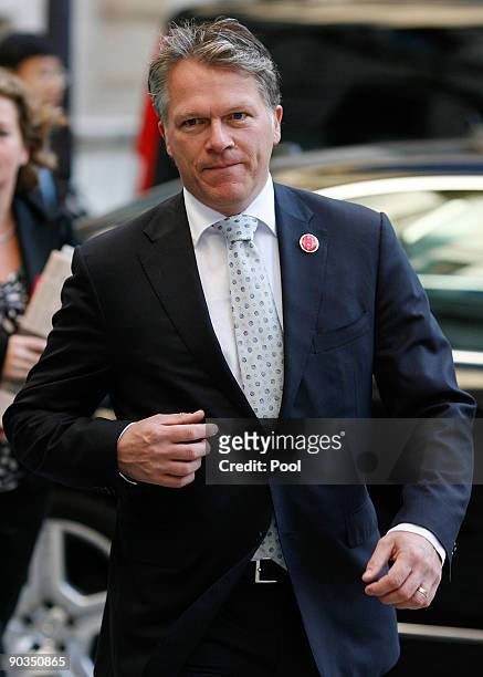 Wouter Bos, the Netherlands' finance minister, arrives for the opening session of the G20 finance ministers meeting, at the Treasury in Westminster...