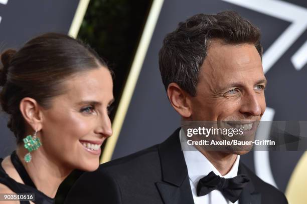 Host Seth Meyers and Alexi Ashe attend the 75th Annual Golden Globe Awards at The Beverly Hilton Hotel on January 7, 2018 in Beverly Hills,...