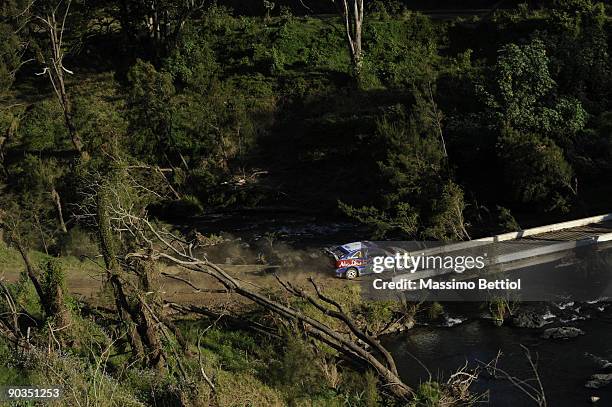 Jari Matti Latvala of Finland and Mikka Anttila of Finland compete in their BP Abu Dhabi Ford Focus during day two of theWRC Repco Rally of Australia...