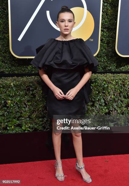 Actress Millie Bobby Brown attends the 75th Annual Golden Globe Awards at The Beverly Hilton Hotel on January 7, 2018 in Beverly Hills, California.