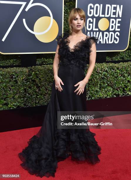 Actress Lily James attends the 75th Annual Golden Globe Awards at The Beverly Hilton Hotel on January 7, 2018 in Beverly Hills, California.