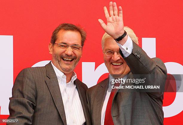German Foreign Minister and vice-chancellor Frank-Walter Steinmeier of the Social Democratic Party and Brandenburg State Premier Matthias Platzeck...